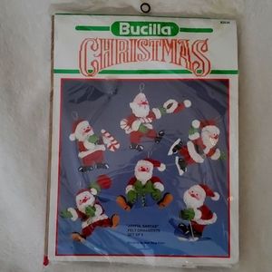 Bucilla Felt Christmas Ornament Kit Set of 6 Joyful Santa 82638